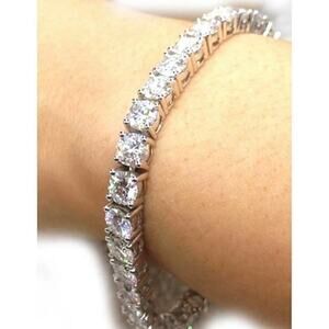 Moissanite Diamond Tennis Bracelet 3mm Adjustable 18K Brilliant Cut 7 In"